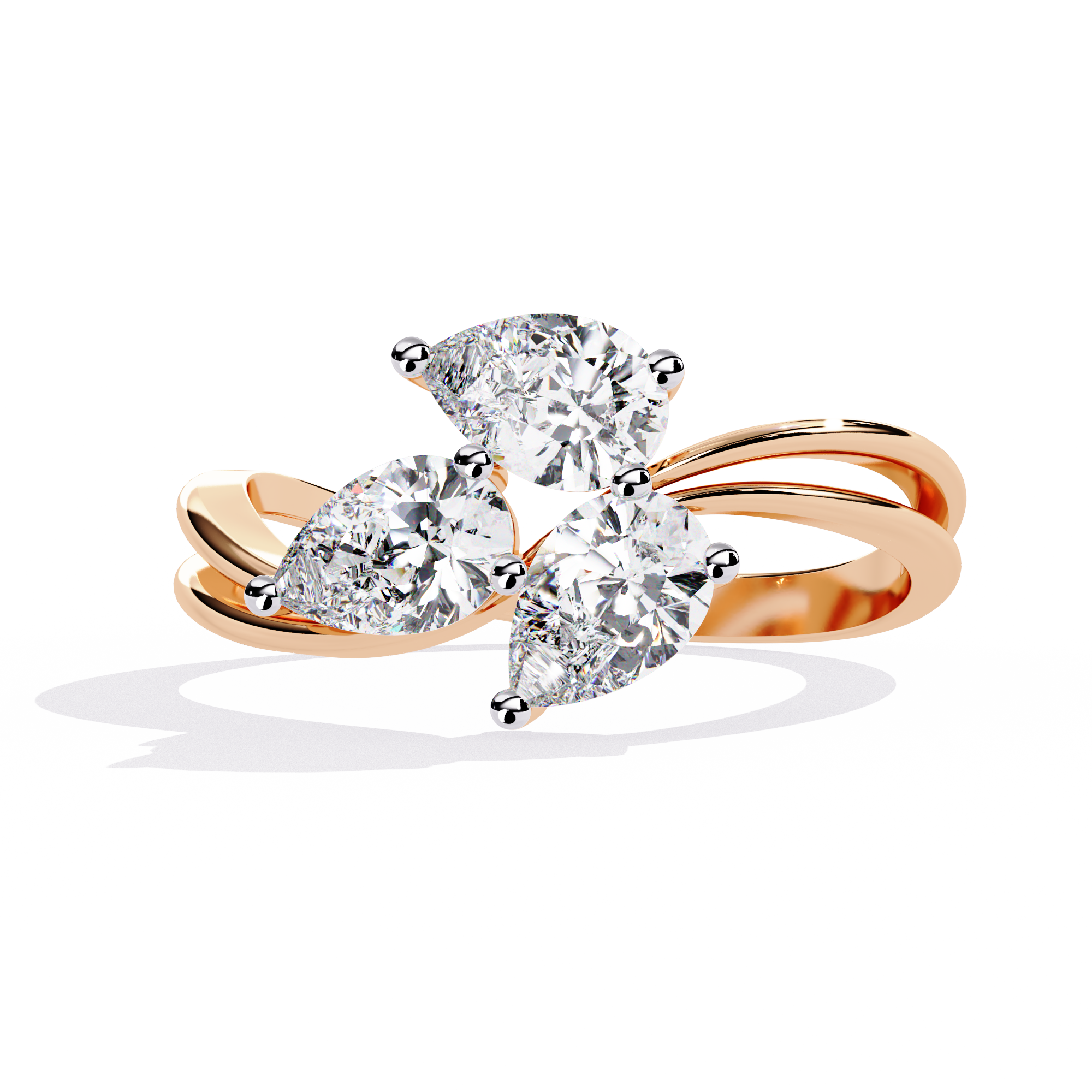 Solitairekart 1.06ct Natural Diamond Trinity Bloom Ring-HI Color, VS-SI Clarity